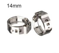 Set of 25 Stainless Steel Hose Clamps with Stepless 1 Ear Design for Smooth Inner Fit and Reliable for Sealing of Multiple Hose Diameters (14MM)