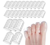 Set of 25 Toe Protectors Silicone Breathable - Transparent Toe Caps Against Blisters & Corns - 5 Large & 20 Small Toe Caps for Sports & Everyday Use - Elastic Toe Protectors Gel