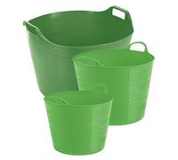 Set of 26L Litre, 42L Litre, 75L Litre - Robust Versatile Multipurpose Flexi Tub - Lime Green for Garden Home Flexible Plastic Storage Container Bucket Tub Trugs Horse Feeder Flex Tub