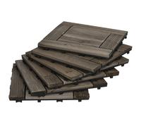 Set of 27 Wooden Interlocking Decking Tiles, 30 x 30 cm, Total 2.5?, Grey