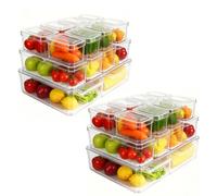 Set of 28 Fridge Organizers with Lids 3Sizes Clear Stackable Refrigerator Storage Bins with Drain Holes BPA-Free Plastic Food Containers for Fruits Vegetables Pantry Kitchen Cabinet Organization