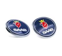 Set of 2PCS Blue Emblems For Saab 93 9-3 Convertible 1998-2003 Car Front Bonnet and Rear Boot Trunk Badge Emblem Decal 12844161 5289897 (blue saab)