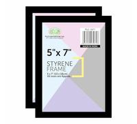 Set of 2x Black 5"x7" Wooden Effect Frame Styrene Front Photo Frame Wall Mountable and Tabletop For Home Docoration and Office