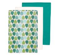 Set of 3 100% Cotton Assorted Green Leaf Tea Towels Cleaning Kitchen Dish Cloth