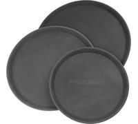Set of 3 11" 14" 16" Round Black Plastic Non-Slip Trays