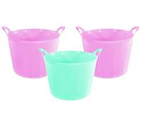 Set of 3-27 Litre Colourful Flexi Tub Versatile Multi Purpose Flexible Rubber Storage Container Bucket (2 x Pink + 1 x Mint Green)