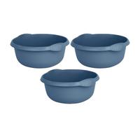 Set of 3-28cm Round Bowl, Kitchen Washing Up, High Grade Plastic Mixing Basin | Sink Bowl, 5 Litre Multipurpose with Integral Handles Caddy Kitchen Home (Navy)