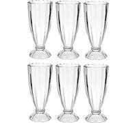 Set of 3/6 Ice Cream Sundae Milkshake Glasses 350ml Long Tall Knickerbocker Glory Dessert Glasses Dish American Style Soda Fountain Smoothie Fruit Glasses (Pack of 6)
