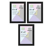 [SET OF 3] - 6" x 8" Inch Black Photo Frame With Styrene Front 15 cm x 20 cm Wall Mountable or Table Top Elegant Design Modern Display Picture Frame For Amazing Home & Office Wall Decor.