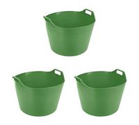 (Set of 3)-75L Litre Extra Large Flexi Tubs Multipurpose Flexible Rubber Storage Container Buckets Garden Trugs Laundry Basket Polyethylene Flex Tub For Home Gardening Toys -Made in UK (Lime Green)
