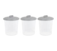 (Set of 3) 8L Litre Clear Plastic Bin Fun Bin Storage Box Dustbin With Grey Twist Lock Lid Trash Can Paper Waste Rubbish Bin Kitchen Bin Storage For Animal Feed Toys Bedroom Bathroom Home Office