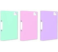 (Set of 3) A4 Ring Binders File Folder with 40 MM Spine Label File Organiser Document Organisation 2 O Rings File Divider Made from PP/Sturdy Cardboard for Office School & Stationery (Pastel Colours)
