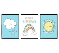 Set of 3 A4 Size Prints, Let's Chase Rainbows, Nursery Printable Wall Art, Rainbow Nursery Decor, Kids Room, Kids Printables, Baby Gift, Rainbow Kids Decor