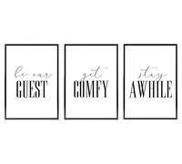Set of 3 A4 Size Prints, Nursery Wall Art Poster Prints Be Our Guest, Get Comfy, Stay Awhile, Guest Room Decor, Be Our Guest Sign, Guest Bedroom Prints, Wedding Table Decor