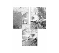 Set of 3 Abstract Black and Grey Scattered Fractal Art Posters ARTZE Dark Grey W50cm x H70cm