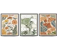 Set of 3 Abstract Boho Floral Posters Wall Art, Minimalist Matisse Canvas Print Vintage Botanical Painting Picture for Bedroom bathroom,Unframed (30x40cm)