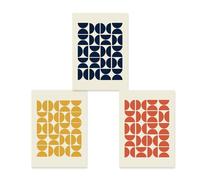 Set of 3 Abstract Geometric Orange Navy Yellow Mid Century Modern Posters Wall Art Canvas Painting Print Pictures Living Room Office Home Decor-60 * 80cm/(24 * 31inch) No Frame