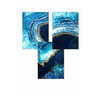 Set of 3 Abstract Navy, Blue and Gold Oceans Art Posters ARTZE Navy W50cm x H70cm
