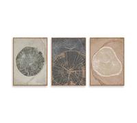 Set of 3 Abstract Round Wood Grain Canvas Wall Art Poster Retro Sketch Line Tree Rings Wall Painting for Bedroom Living Kitchen Office Room Decor-50 * 70cm/(20 * 27inch) No Frame