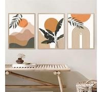 Set of 3-Abstract Solar Geometry Bohemian Plant Wall Art Canvas Painting Nordic Poster and Print Pictures for Linving Kitchen Room Decor Artwork-40x60cm/(16x24inch) Unframed