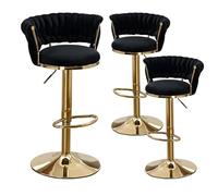 Set of 3 Adjuble Velvet Swivel Bar Stools, Modern Counter Height Chairs with Woven Back, Upholstered Dining Seating for Kitchen Island, Cafe, Pub, Farmhouse Decor
