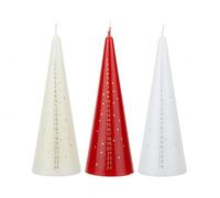 Set of 3 Advent Candles - Red, White & Ivory - 5.5 x 15CM Traditional Christmas Countdown Pyramid Candles for Festive Home Decor & Gifts