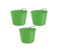 [SET OF 3] - Amazing Bright Colour 26L Litre Small Flexi Tub Robust Polyethylene Flexi Tubs Multipurpose Flexible Toys Bucket, Laundry Basket Ideal For Home & Gardening (LIME GREEN)