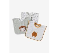 Set of 3 Animals Bibs, Easy to Put On ecru