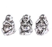 Set of 3 Antique Silver Buddha Decorative Ornament