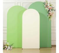 Set of 3 Arch Backdrop Covers(7.2ft, 6.6ft, 6ft) - Premium Stretchy Spandex Backdrop Arch Stand Cover for Baby Shower,Wedding,Party Decor Chiara Cover with Double-Sided Design(Cream Green)