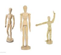 Set of 3 Assorted Sizes Wooden Human Manikins - 5.5", 8", 12" - Unisex Art Figure for Sketching & Painting - Perfect for Home Decoration