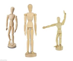 Set of 3 Assorted Sizes Wooden Human Manikins - 5.5", 8", 12" - Unisex Art Figure for Sketching & Painting - Perfect for Home Decoration