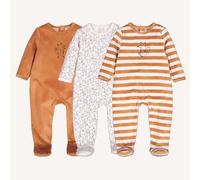 Set of 3 Babygrow Pyjamas in Velour with Fox Print assorted