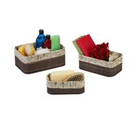 Set of 3 Bamboo Storage Baskets Organisation Box Shelf Tidy Bathroom Accessories