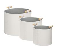 Set of 3 Baskets ARAM Faux Leather Off-White