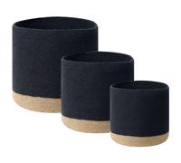 Beliani Set Of 3 Baskets Basima Cotton Black
