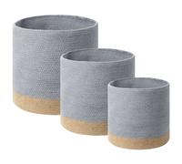Set of 3 Baskets BASIMA Cotton Grey