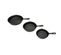 Set Of 3 BBQ Pans Cast Iron Skillet Grill Pan Round 17/21/27cm Barbeque vidaXL