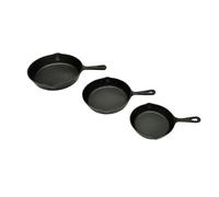 vidaXL Set of 3 BBQ Steak Pans Cast Iron, Black