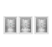 Set Of 3 Beauty Salon Prints, Aesthetics Wall Art, Beauty Salon Art Work, Botox Needle Picture, No Frame, Digital Glitter, Silver & Gold Scissors Print Picture A4 (3)