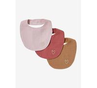 Set of 3 Bibs in Cotton Gauze for Newborns set pink