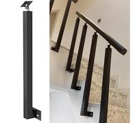 Set of 3 Black Adjustable Railing Posts for Indoor & Outdoor Use Balcony & Stair Handrail Supports with Screws Height Adjustable Brackets for Safety.