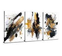 Set of 3 Black and White Wall Art Abstract Wall Paintings Marble Pictures for Living Room Decor Modern Gold Foil Fluid Texture Canvas Prints Neutral Posters Artwork Home Bedroom Decorations 12x16"
