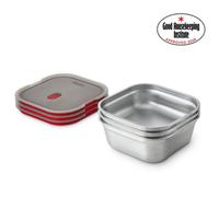 Set Of 3 Black + Blum Steel Food Box Large 1200Ml - Grey & Red
