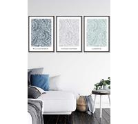Set of 3 Black Framed William Morris Vintage Larkspur Spring Colours Wall Art ARTZE Multi W53cm x H73cm x D20mm