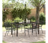 Set of 3 Black PE rattan, powder-coated steel 2 Seater Durable Berkfield Home Black One Size