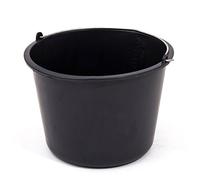 Set of 3 black plastic builders buckets water mixing palstering 16 L