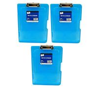 (Set of 3, Blue) - Plastic Clipboard Storage Box A4 Transparent Plastic Paper Holder Storage Clip Board Storage Case Ideal for Hospitals, Office, School and Home