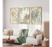 Set Of 3 Boho Abstract Flowers Wall Art Picture Canvas Prints Paintings Sage Green Poster Flower Market Decor 50x70cmx3 Frameless
