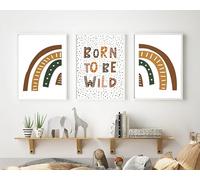 Set of 3 Born to be wild rainbow Nursery prints Childrens kids Nursery wall art (A3)